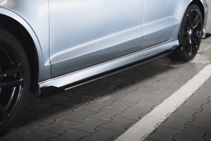 Street Pro Seitenschweller passend für Audi S3 / A3 S-Line Limousine 8V schwarz matt + Hochglanz Flaps