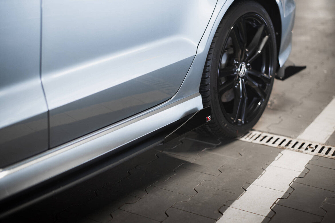 Street Pro Seitenschweller passend für Audi S3 / A3 S-Line Limousine 8V schwarz matt + Hochglanz Flaps