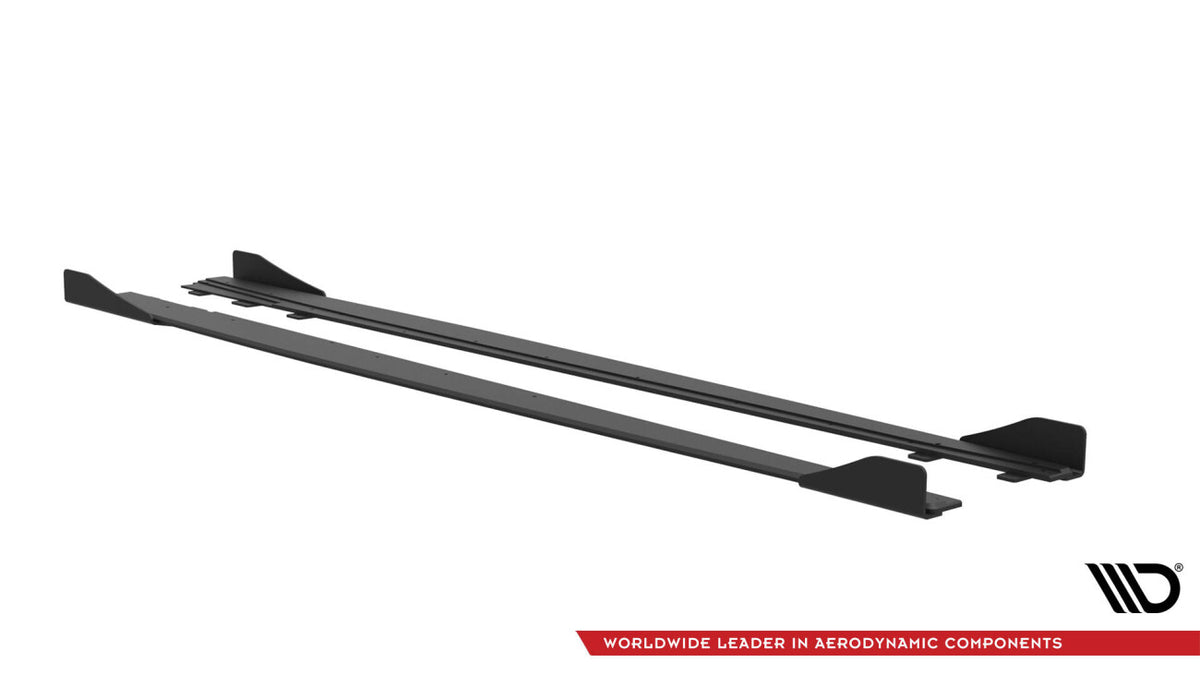 Street Pro Seitenschweller passend für Audi S3 / A3 S-Line Limousine 8V schwarz matt + Hochglanz Flaps
