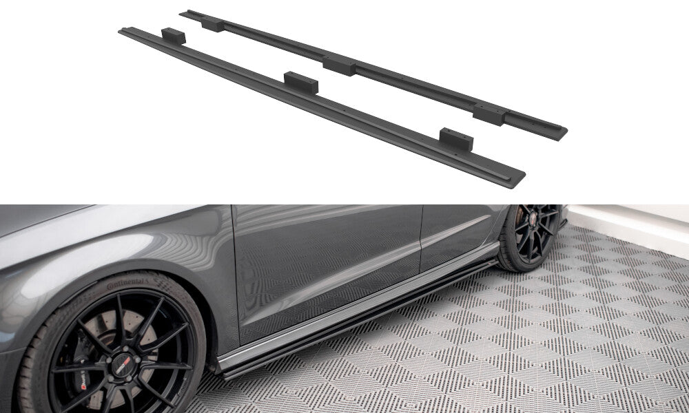 Street Pro Seitenschweller passend für Audi S3 / A3 S-Line Sportback 8V FL schwarz matt