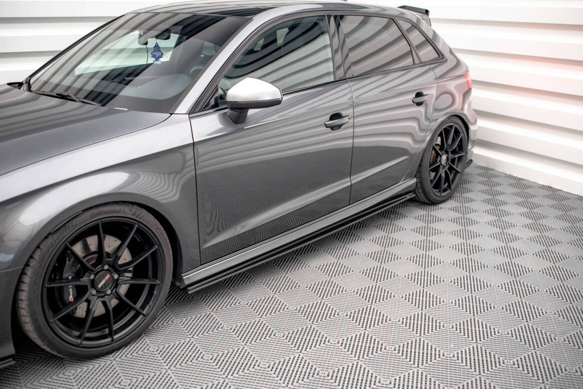 Street Pro Seitenschweller passend für Audi S3 / A3 S-Line Sportback 8V FL schwarz matt