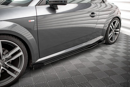Street Pro Seitenschweller passend für Audi TT S / S-Line 8S schwarz matt + Hochglanz Flaps