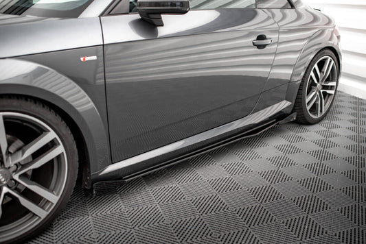 Street Pro Seitenschweller passend für Audi TT S / S-Line 8S schwarz matt + Hochglanz Flaps