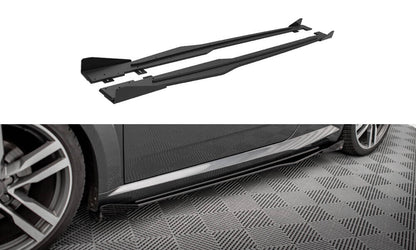 Street Pro Seitenschweller passend für Audi TT S / S-Line 8S schwarz matt + Hochglanz Flaps