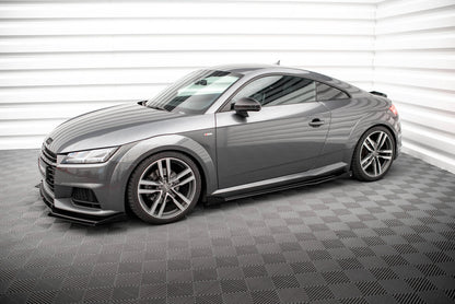 Street Pro Seitenschweller passend für Audi TT S / S-Line 8S schwarz matt + Hochglanz Flaps