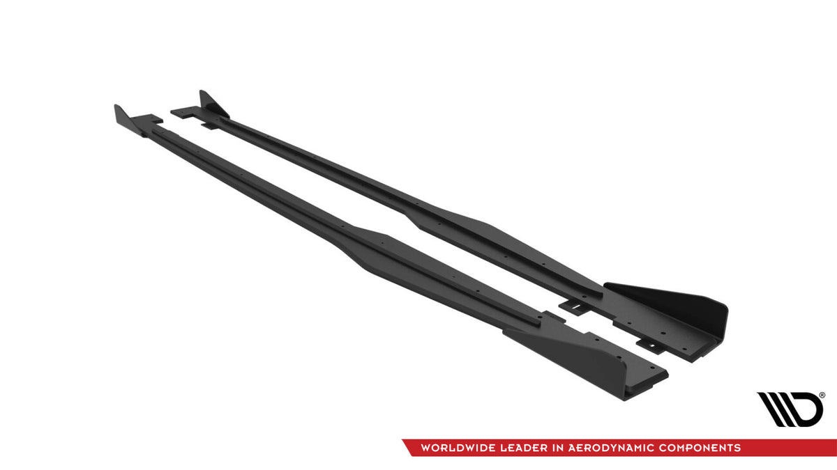 Street Pro Seitenschweller passend für Audi TT S / S-Line 8S schwarz matt + Hochglanz Flaps
