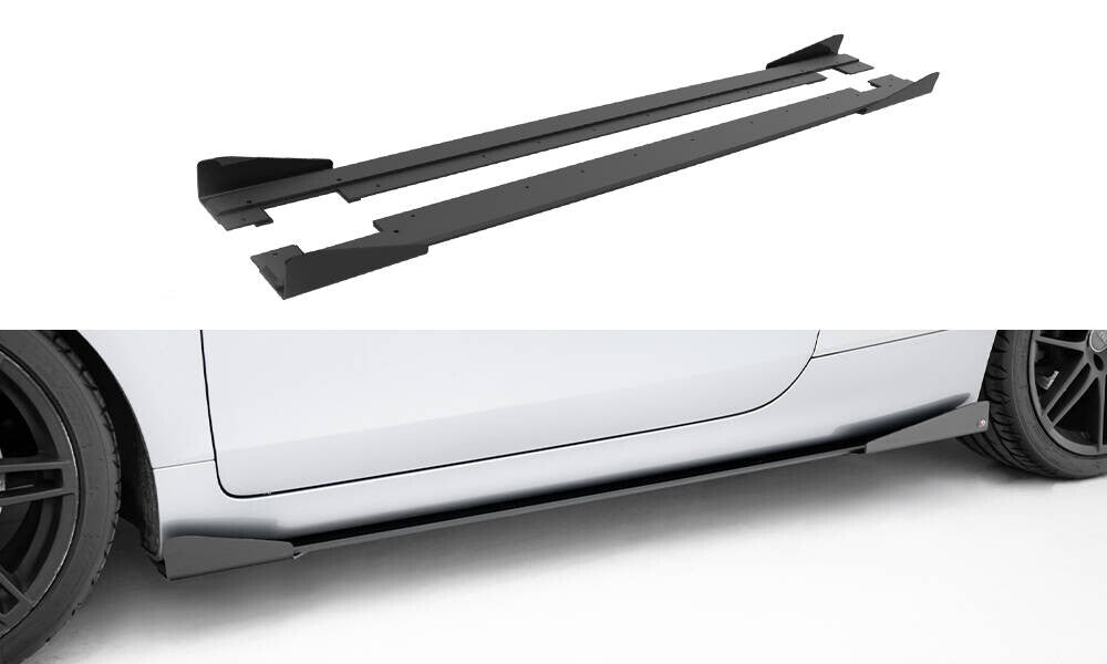 Street Pro Seitenschweller passend für Audi TT S / TT S-Line 8J FL schwarz matt + Hochglanz Flaps