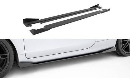 Street Pro Seitenschweller passend für Audi TT S / TT S-Line 8J FL schwarz matt + Hochglanz Flaps