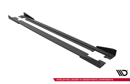 Street Pro Seitenschweller passend für Audi TT S / TT S-Line 8J FL schwarz matt + Hochglanz Flaps