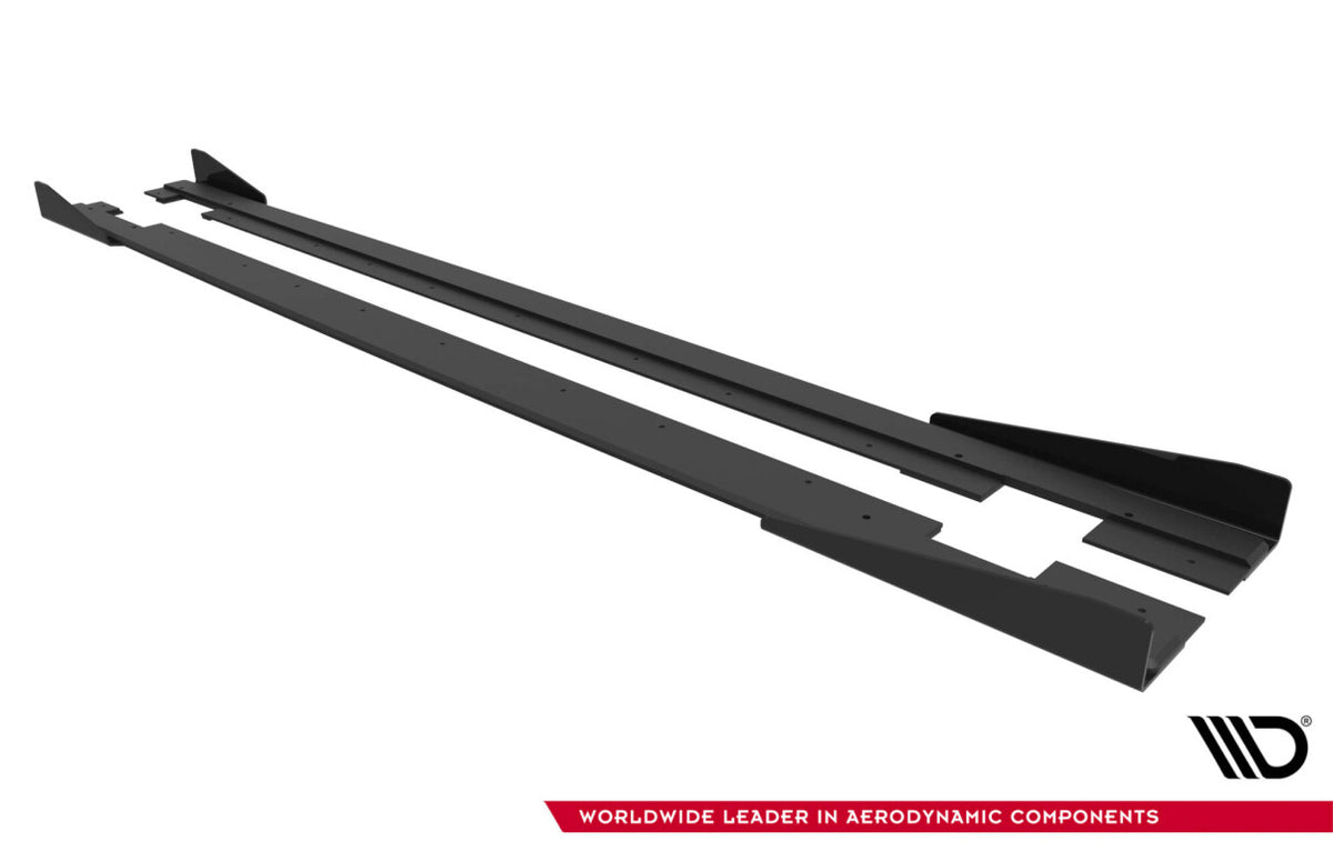Street Pro Seitenschweller passend für Audi TT S / TT S-Line 8J FL schwarz matt + Hochglanz Flaps