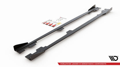 Street Pro Seitenschweller passend für BMW 1er F21 M135i / M140i / M-Paket schwarz matt Hochglanz + Flaps