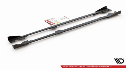Street Pro Seitenschweller passend für BMW 1er F21 M135i / M140i / M-Paket schwarz matt Hochglanz + Flaps