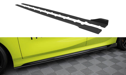 Street Pro Seitenschweller passend für BMW 1er M-Paket / M135i / 128ti F40 schwarz matt + Hochglanz Flaps