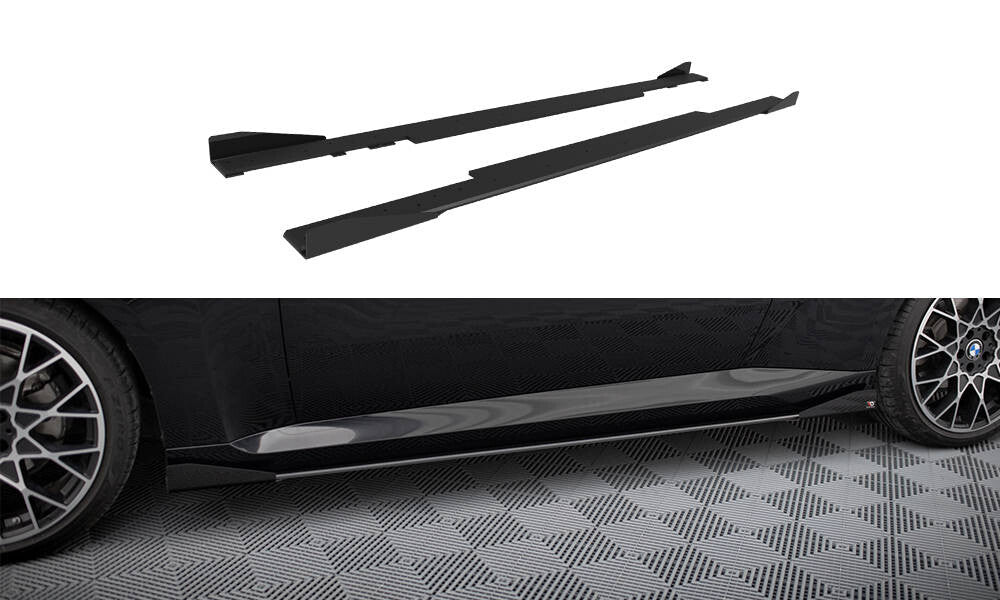 Street Pro Seitenschweller passend für BMW 2 Coupe G42 schwarz matt + Hochglanz Flaps
