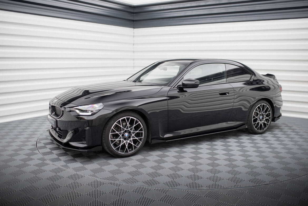 Street Pro Seitenschweller passend für BMW 2 Coupe G42 schwarz matt + Hochglanz Flaps