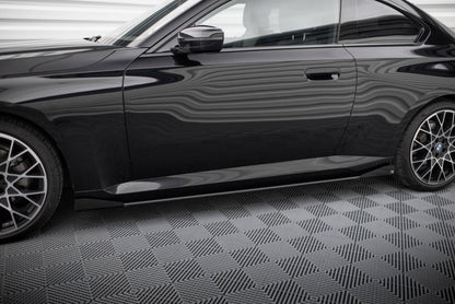 Street Pro Seitenschweller passend für BMW 2 Coupe G42 schwarz matt + Hochglanz Flaps