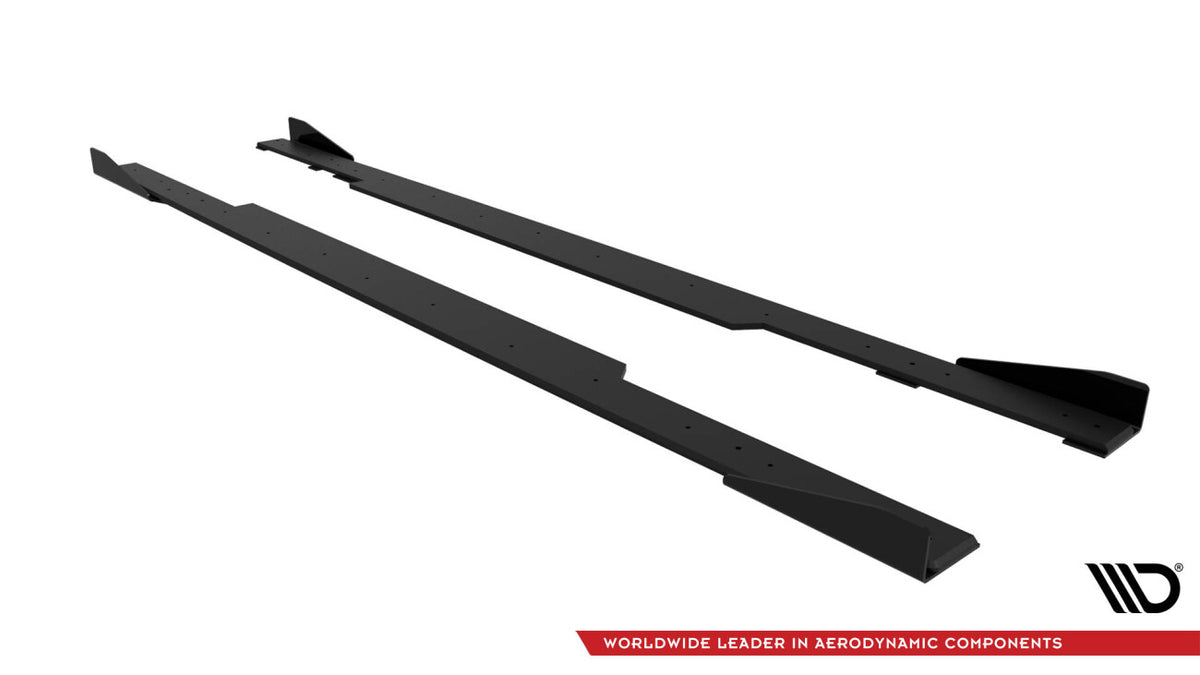 Street Pro Seitenschweller passend für BMW 2 Coupe G42 schwarz matt + Hochglanz Flaps
