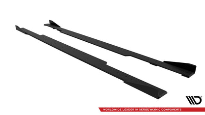Street Pro Seitenschweller passend für BMW 2 Coupe G42 schwarz matt + Hochglanz Flaps