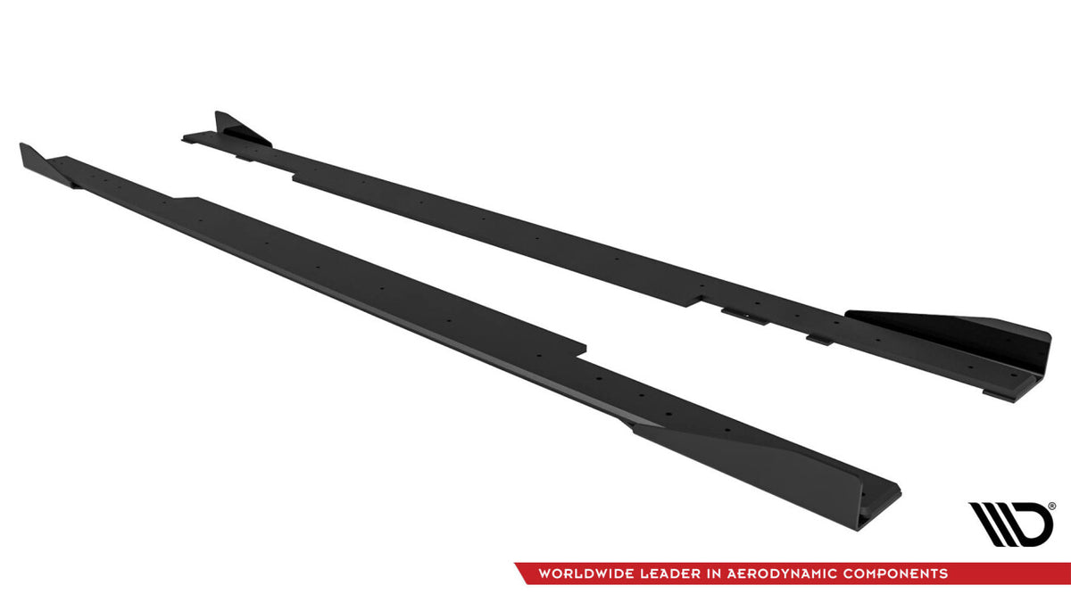 Street Pro Seitenschweller passend für BMW 2 Coupe G42 schwarz matt + Hochglanz Flaps