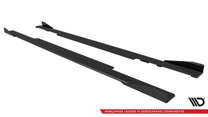 Street Pro Seitenschweller passend für BMW 2 Coupe G42 schwarz matt + Hochglanz Flaps