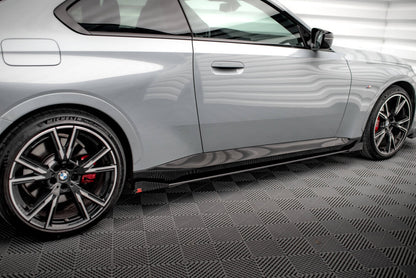 Street Pro Seitenschweller passend für BMW 2 Coupe M-Paket / M240i G42 schwarz matt + Hochglanz Flaps