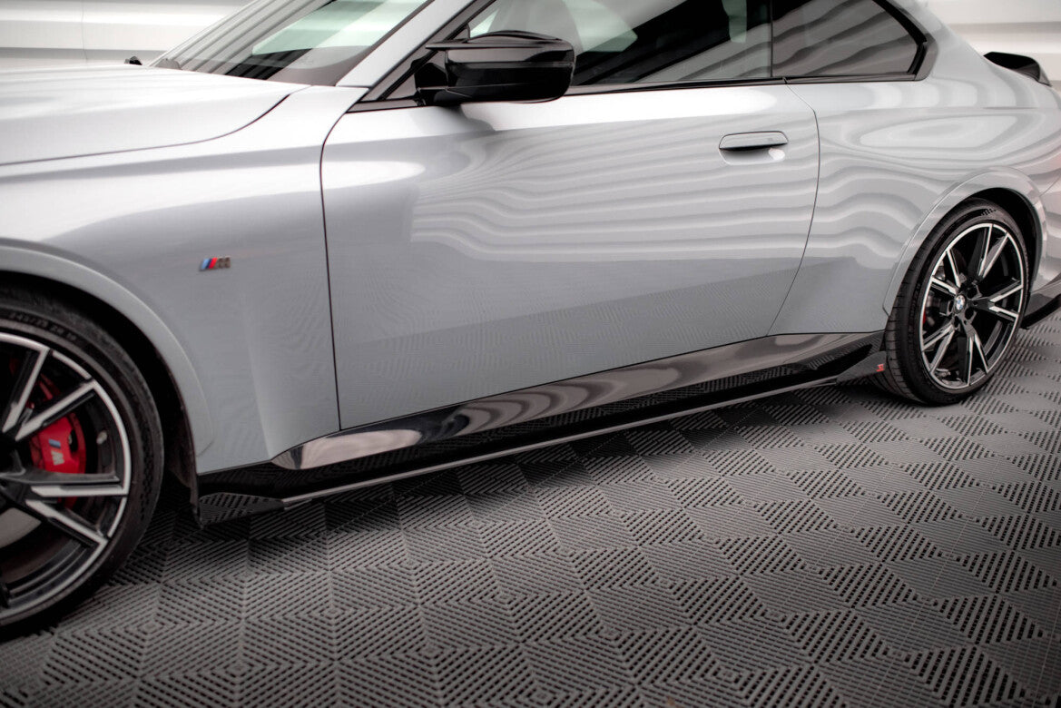 Street Pro Seitenschweller passend für BMW 2 Coupe M-Paket / M240i G42 schwarz matt + Hochglanz Flaps