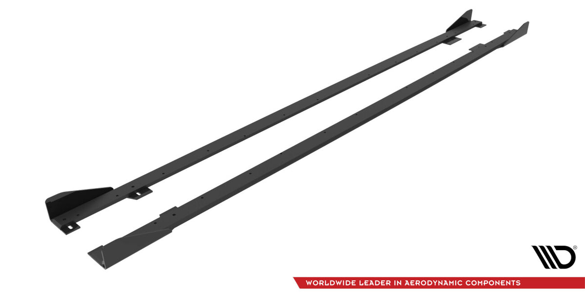 Street Pro Seitenschweller passend für BMW 2 Coupe M-Paket / M240i G42 schwarz matt + Hochglanz Flaps