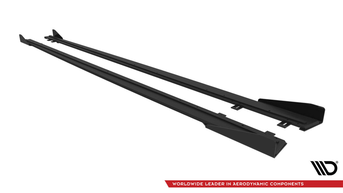 Street Pro Seitenschweller passend für BMW 4er Coupe / Gran Coupe / Cabrio M-Paket F32 / F36 / F33 schwarz matt + Hochglanz Flaps