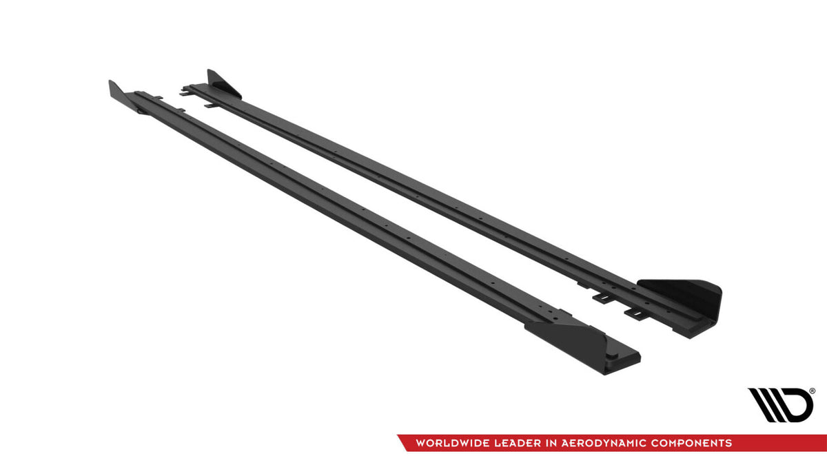 Street Pro Seitenschweller passend für BMW 4er Coupe / Gran Coupe / Cabrio M-Paket F32 / F36 / F33 schwarz matt + Hochglanz Flaps
