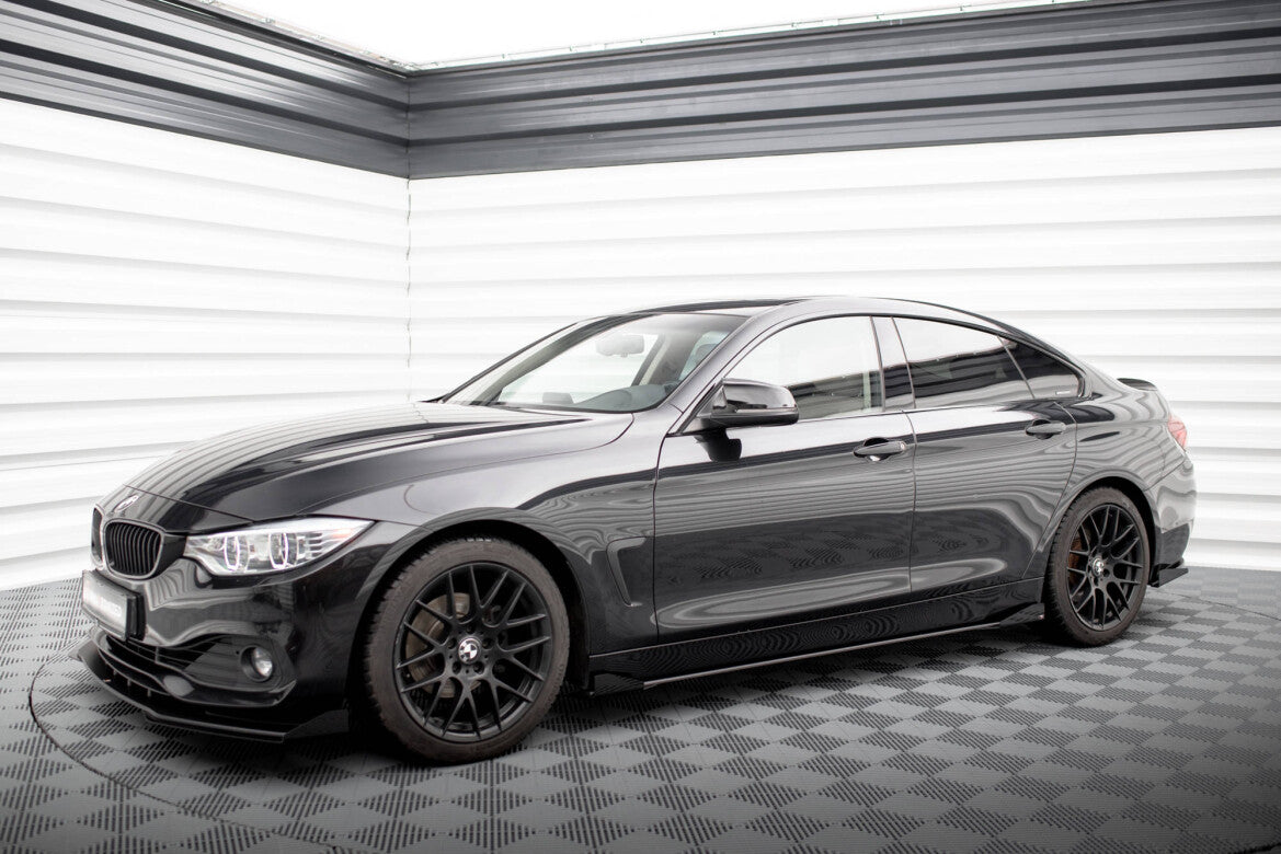 Street Pro Seitenschweller passend für BMW 4er Gran Coupe F36 schwarz matt + Hochglanz Flaps