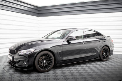 Street Pro Seitenschweller passend für BMW 4er Gran Coupe F36 schwarz matt + Hochglanz Flaps