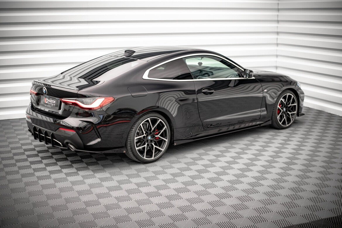 Street Pro Seitenschweller passend für BMW 4er M-Paket / M440i G22 / G23 / G22 FL / G23 FL schwarz matt Hochglanz + Flaps