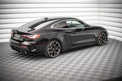 Street Pro Seitenschweller passend für BMW 4er M-Paket / M440i G22 / G23 / G22 FL / G23 FL schwarz matt Hochglanz + Flaps