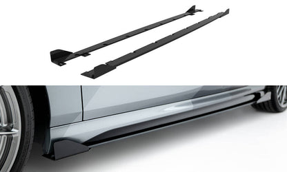 Street Pro Seitenschweller passend für BMW M135i F70 schwarz matt + Hochglanz Flaps