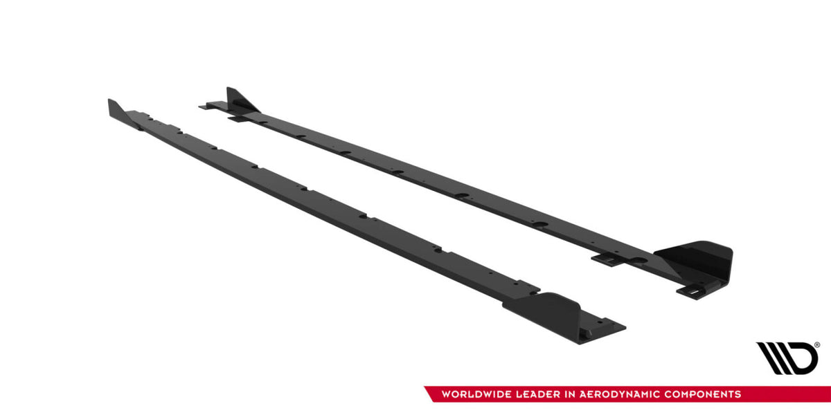 Street Pro Seitenschweller passend für BMW M135i F70 schwarz matt + Hochglanz Flaps