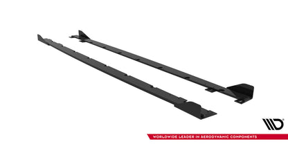 Street Pro Seitenschweller passend für BMW M135i F70 schwarz matt + Hochglanz Flaps