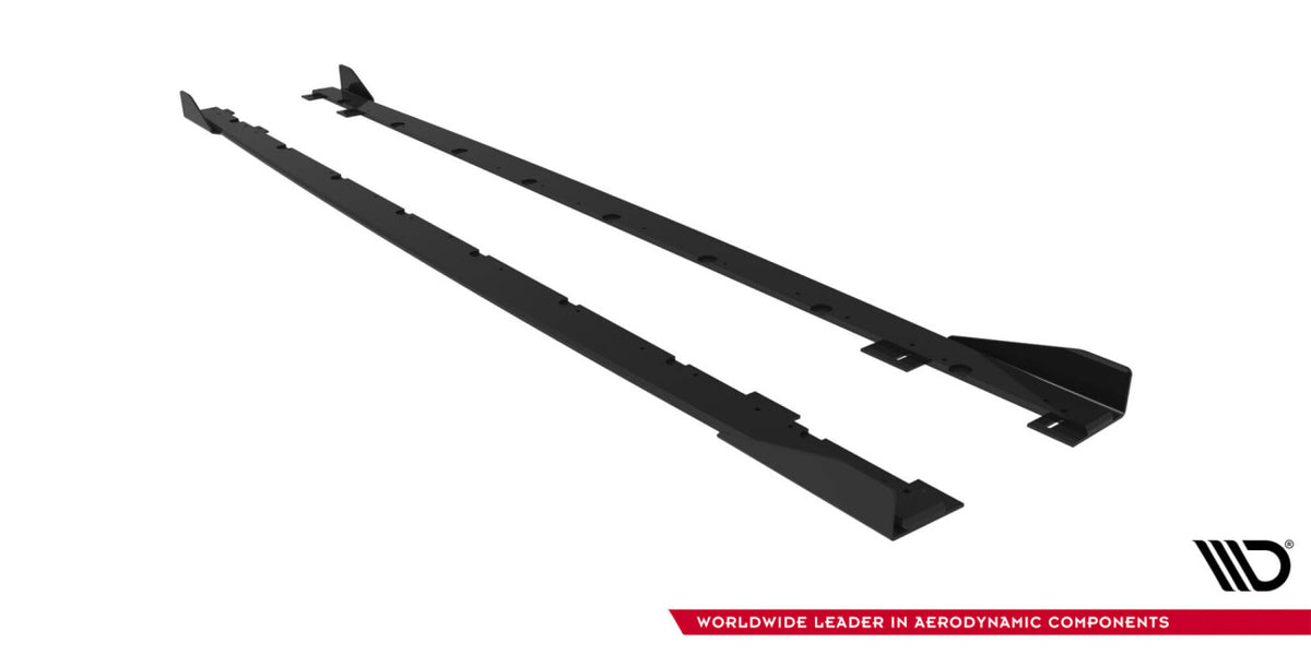 Street Pro Seitenschweller passend für BMW M135i F70 schwarz matt + Hochglanz Flaps