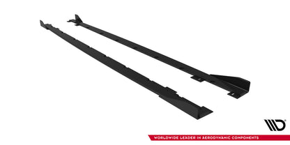 Street Pro Seitenschweller passend für BMW M135i F70 schwarz matt + Hochglanz Flaps