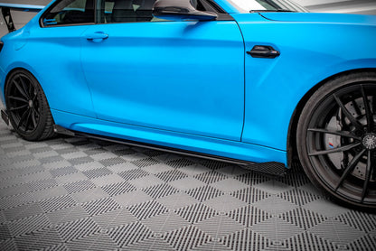 Street Pro Seitenschweller passend für BMW M2 F87 schwarz matt Hochglanz + Flaps