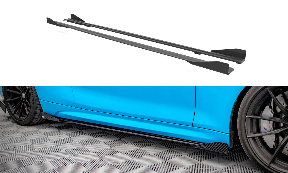 Street Pro Seitenschweller passend für BMW M2 F87 schwarz matt Hochglanz + Flaps