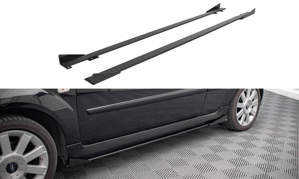 Street Pro Seitenschweller passend für Ford Fiesta ST Mk6 schwarz matt + Hochglanz Flaps