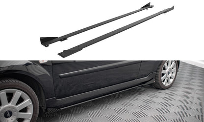Street Pro Seitenschweller passend für Ford Fiesta ST Mk6 schwarz matt + Hochglanz Flaps