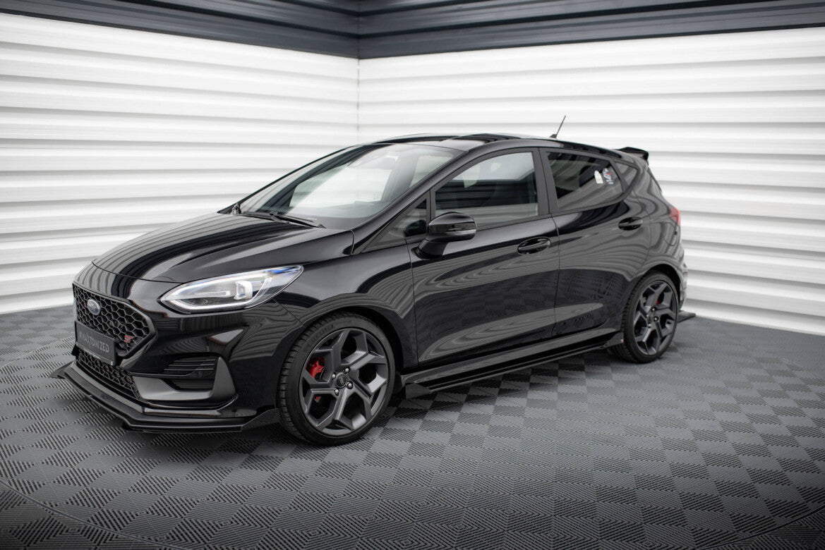 Street Pro Seitenschweller passend für Ford Fiesta ST / ST-Line Mk8 schwarz matt + Hochglanz Flaps