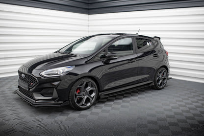 Street Pro Seitenschweller passend für Ford Fiesta ST / ST-Line Mk8 schwarz matt + Hochglanz Flaps