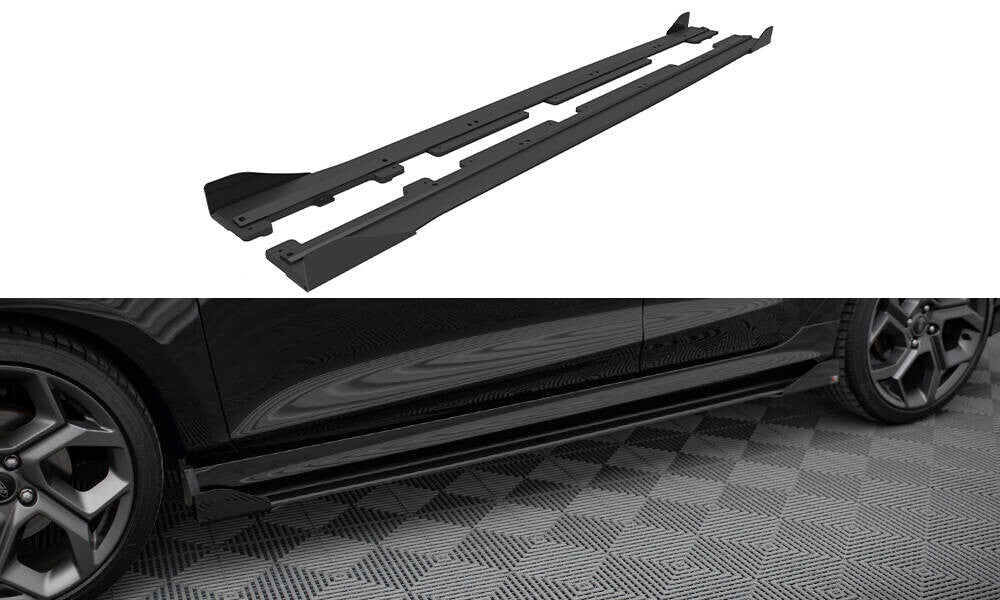 Street Pro Seitenschweller passend für Ford Fiesta ST / ST-Line Mk8 schwarz matt + Hochglanz Flaps