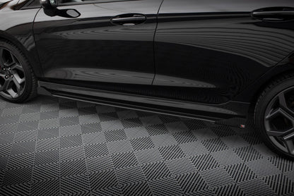 Street Pro Seitenschweller passend für Ford Fiesta ST / ST-Line Mk8 schwarz matt + Hochglanz Flaps
