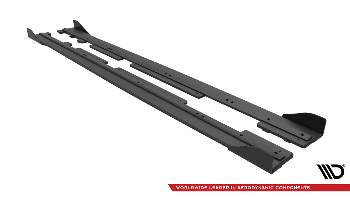 Street Pro Seitenschweller passend für Ford Fiesta ST / ST-Line Mk8 schwarz matt + Hochglanz Flaps