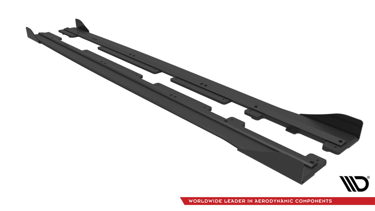 Street Pro Seitenschweller passend für Ford Fiesta ST / ST-Line Mk8 schwarz matt + Hochglanz Flaps
