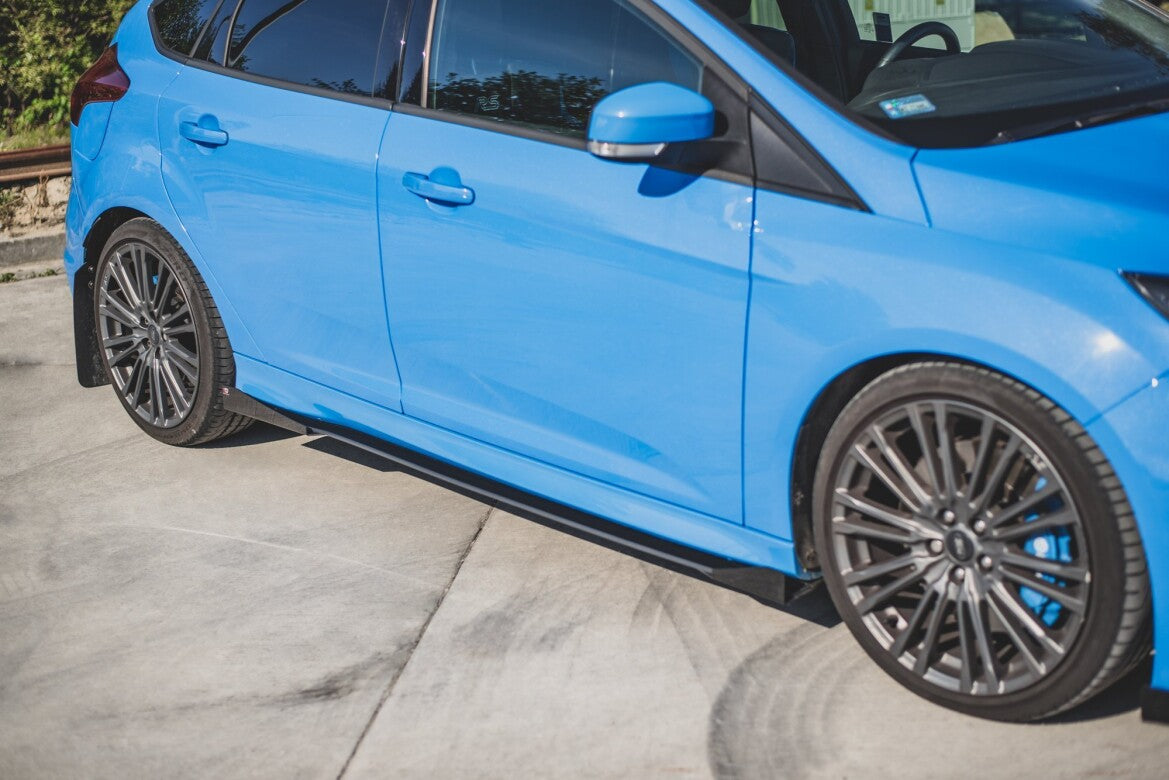 Street Pro Seitenschweller passend für Ford Focus RS Mk3 schwarz matt Hochglanz + Flaps