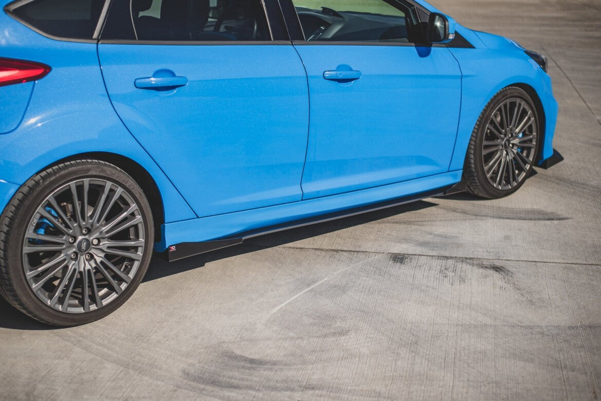 Street Pro Seitenschweller passend für Ford Focus RS Mk3 schwarz matt Hochglanz + Flaps